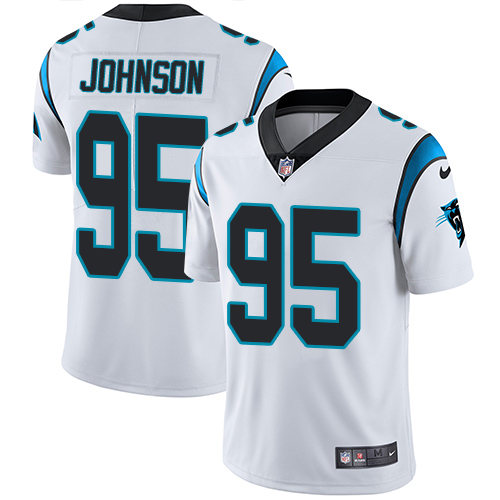 Nike Panthers #95 Charles Johnson White Men's Stitched NFL Vapor Untouchable Limited Jersey